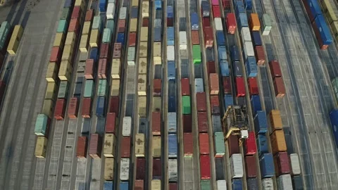 Stacked containers in the commercial dock.  Stock Footage 137158097
