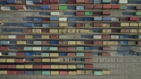Stacked containers in the commercial dock.  Stock Footage 137158727