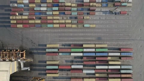Stacked containers in the commercial dock.  Stock Footage 137164931