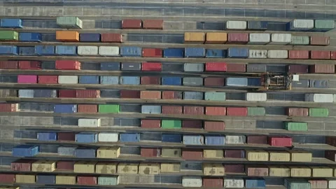 Stacked containers in the commercial dock.  Stock Footage 137165253