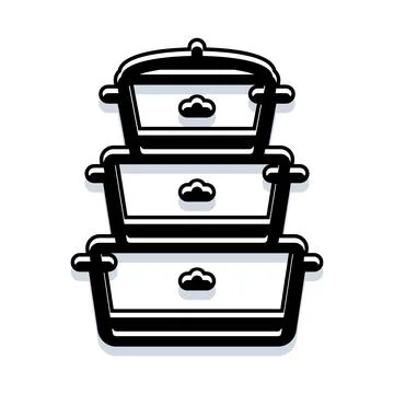 Stacked cooking pots icon for kitchenware design Stock Illustration