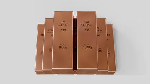 Stacked Copper Ingots Studio Shot Stock Illustration