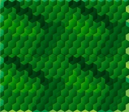 Stacked cubes seamless pattern in green Stock Illustration