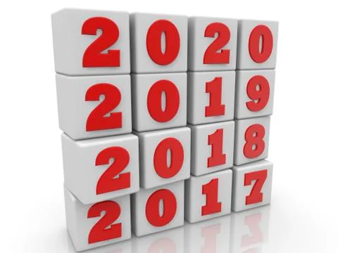 Stacked cubes in white with New year change concept 스톡 일러스트