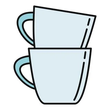 Stacked cups outlining kitchenware for coffee and tea Stock Illustration