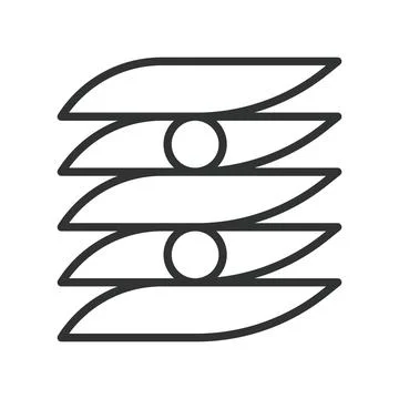 Stacked curved layers with circles, icon in line design. stacked, curved, layers 库存插图
