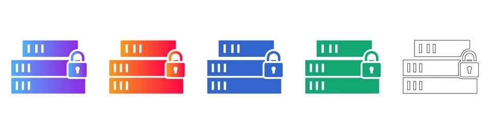 Stacked Data Storage Icons with Security Locks Stock-Illustration