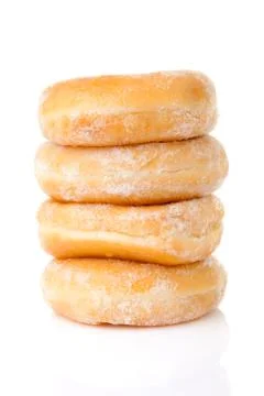 Stacked delicious sugared donuts Stock Photos