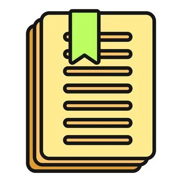Stacked documents with bookmark icon marking important files Stock Illustration