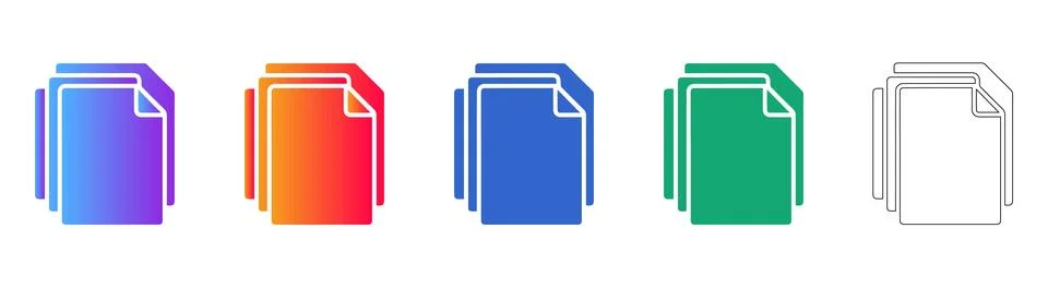 Stacked Documents File Icons Set Stockillustratie