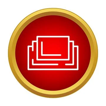 Stacked documents icon on a red button Stock Illustration