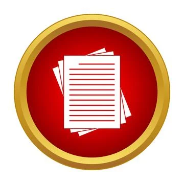 Stacked documents icon on round red button Stockillustratie