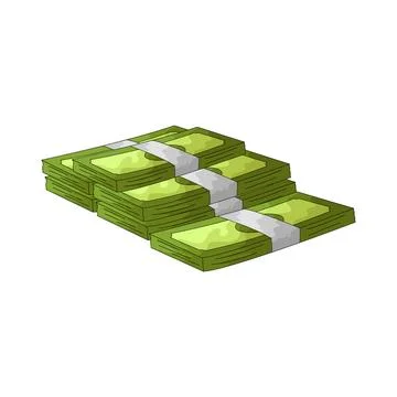 Stacked dollar bills illustration Ilustração Stock
