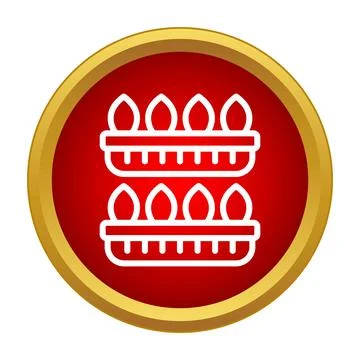 Stacked egg cartons line icon in a red circle Stock Illustration