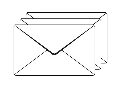 Stacked envelope mail modern black and white UI element Stock Illustration