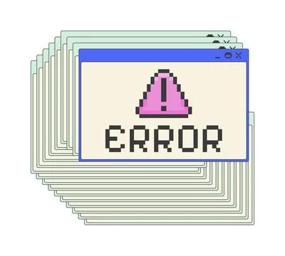 Stacked error pixel art popup windows UI overlay Stock Illustration