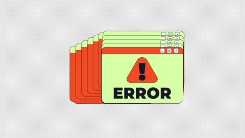 Stacked errors neo brutalism popup UI windows animation Stock Footage 333111731