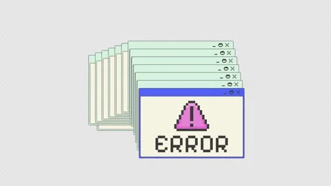 Stacked errors pixel art pop-up windows UI overlay animation Stock Footage 333308876