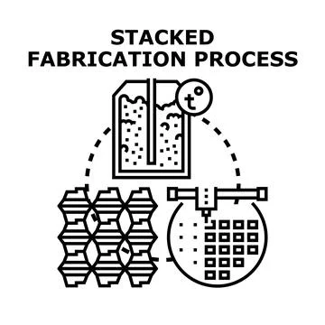 Stacked fabrication process for modern manufacturing technology Stock Illustration