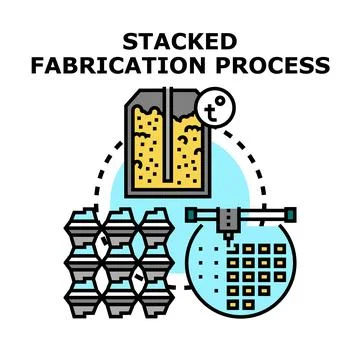 Stacked fabrication process for modern manufacturing technology Stock Illustration