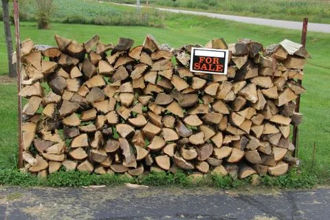 Stacked Face Cord of Split Firewood Stock Photos