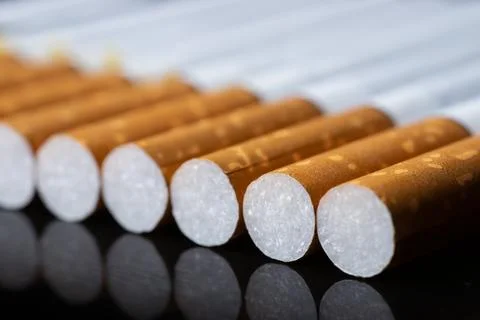 Stacked Filter Cigarettes, Macro Closeup Pattern, Smoking Addiction Concept, Photos