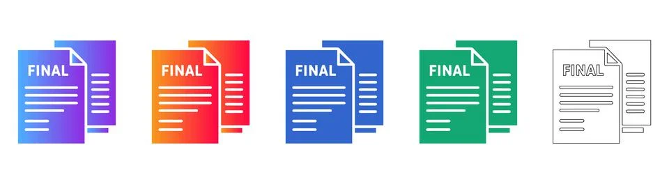 Stacked Final Document Icons Set Illustrazione stock