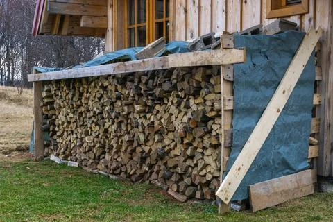 Stacked firewoods Stock Photos