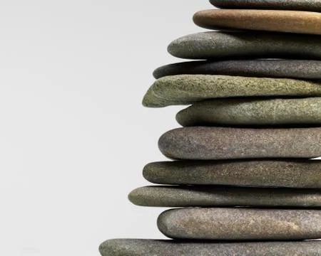 Stacked flat pebbles Stock Photos