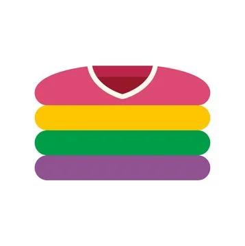 Stacked folded laundry clothes pile flat icon Stock Illustration