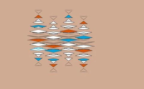 Stacked Geometric Diamonds and Triangles Pattern on Beige Background Stockillustratie