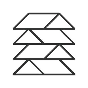 Stacked geometric layers, icon in line design. stacked, layers, geometric Stock Illustration