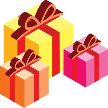Stacked gift boxes illustration in 3D isometric style イラスト素材