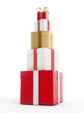 Stacked gift boxes isolated on white background Stock Illustration