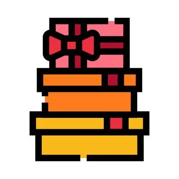 Stacked gift boxes with ribbon and bow icon イラスト素材