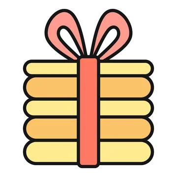Stacked gift boxes with ribbon and bow icon 스톡 일러스트