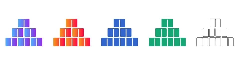Stacked Gold Bar Vector Icon Set Stock Illustration