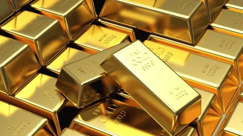 Stacked gold bars in 3D render. Stock Footage 338286796