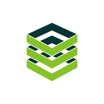 Stacked Green Boxes Storage Data Illustration Design. EPS 10. Stock Illustration