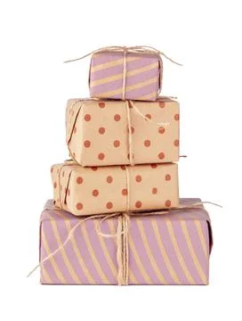 Stacked group of gift boxes isolated on white background Foto stock