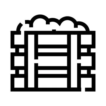 Stacked hay bales or bricks outline icon Stock Illustration