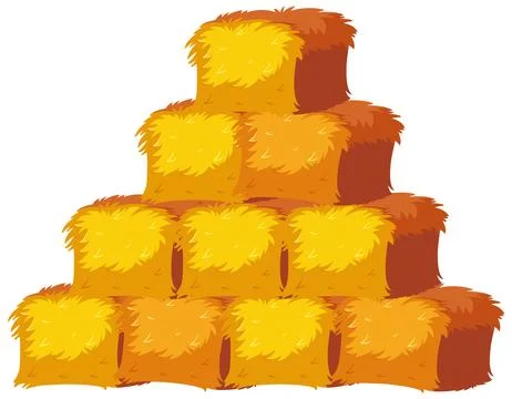 Stacked Hay Bales Vector Illustration Stock Illustration