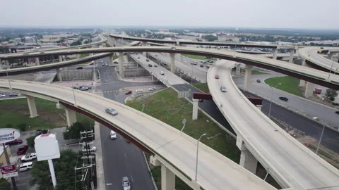Stacked Highway Infrastructure 1604 Loop San Antonio Orbit 5K Vídeos de archivo 277224404