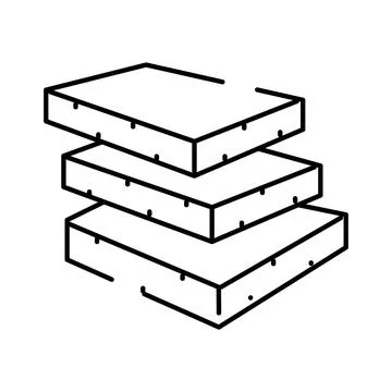 Stacked insulation panels forming building material layers Ilustración de archivo