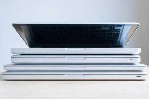 Stacked Laptops Stock Photos