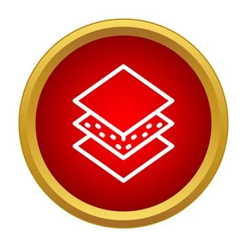 Stacked layers icon inside gold framed red circle Illustrazione stock