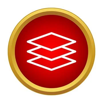 Stacked layers icon on a red button 스톡 일러스트