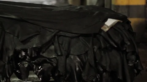 Stacked leather fabrics Stock Footage 73225414