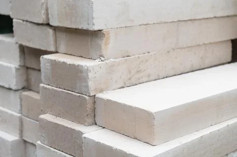 Stacked of lightweight construction bricks Stock Photos