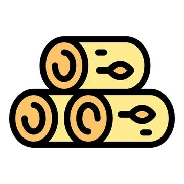 Stacked logs showing growth rings and cracks, lumber industry icon Stock Illustration